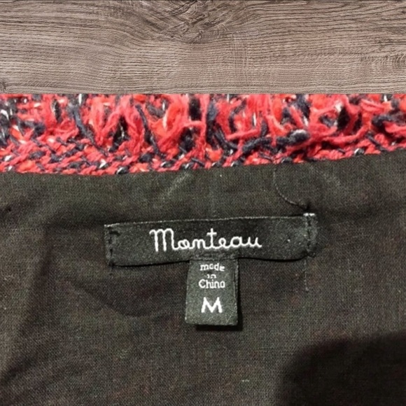 Textured Red Fringe Jacket • Polished Office Layer • Medium - Picture 4 of 5